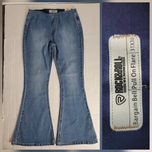 Rock & Roll Cowgirl Jeans 31 X 30 Bargain Bell Pull On Flare High Rise Boho NEW